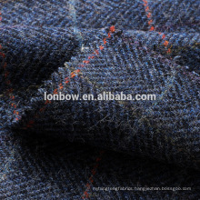 Blue check lambswool tweed flannel hat fabric ready stock